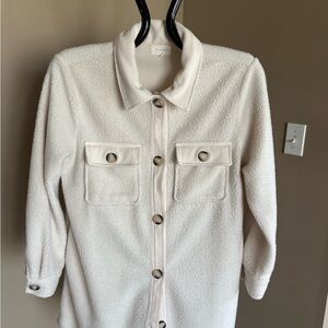 MELLODAY Cream Teddy Jacket with Button Accents